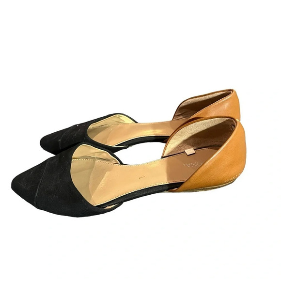 Merona Two Toned Black and Tan D'orsay Flats Size 9.5 - Picture 2 of 6